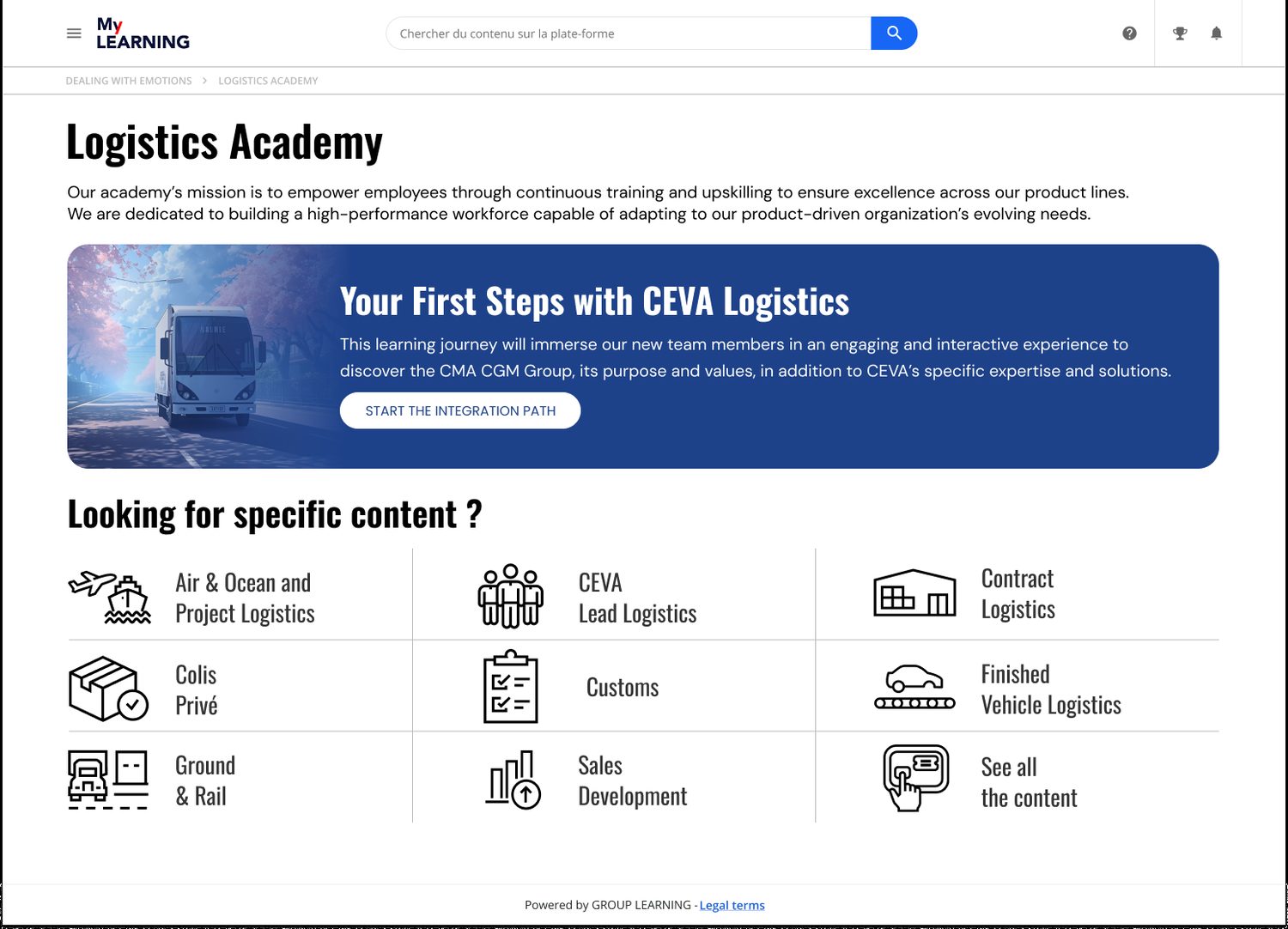 Logistics Academy - Interface wayfinding