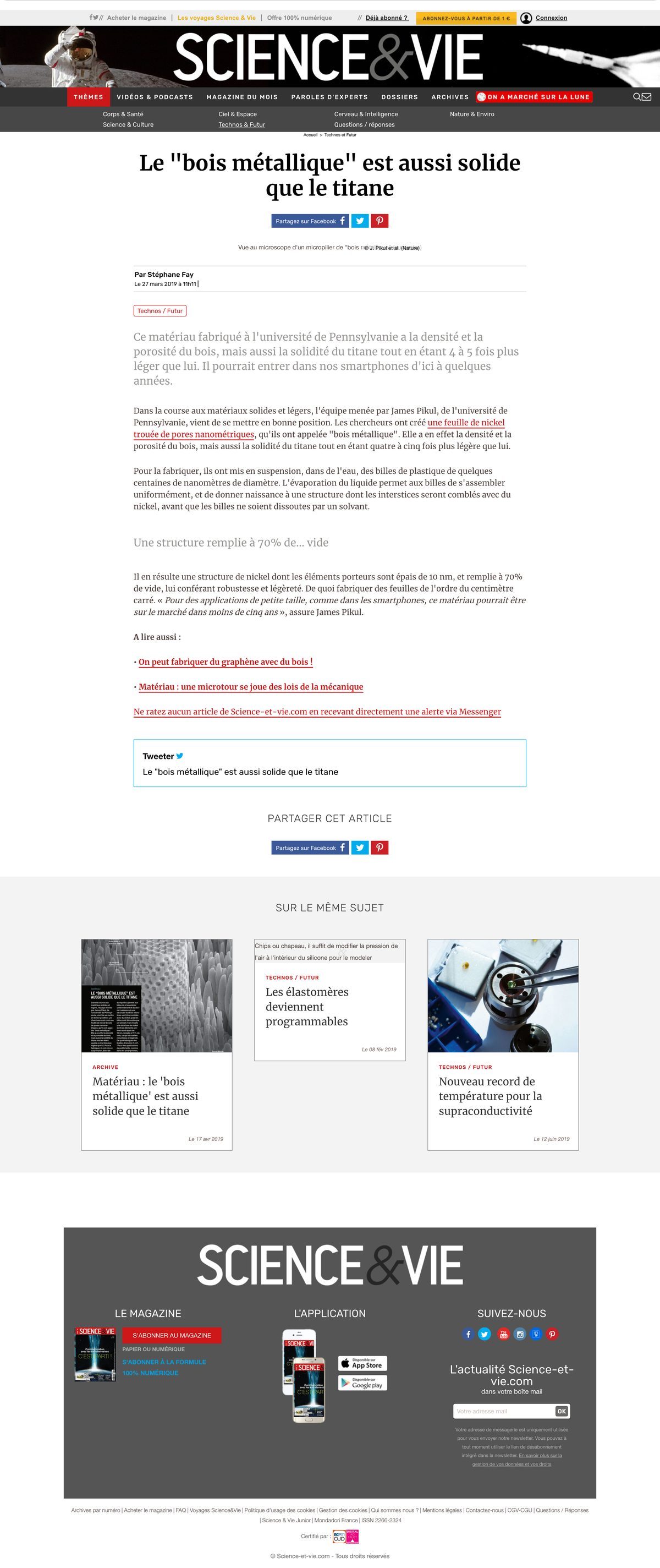 Science & Vie - ancienne page article